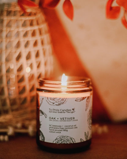 Oak + Vetiver Beeswax Candle