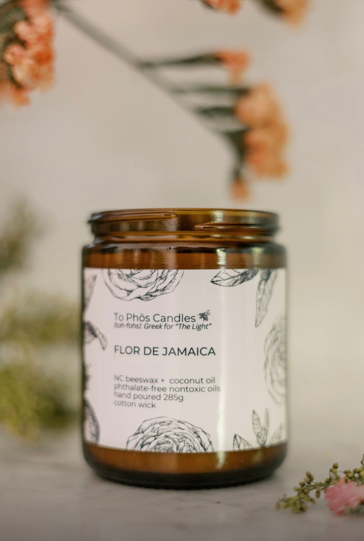 Flor De Jamaica Beeswax Candle