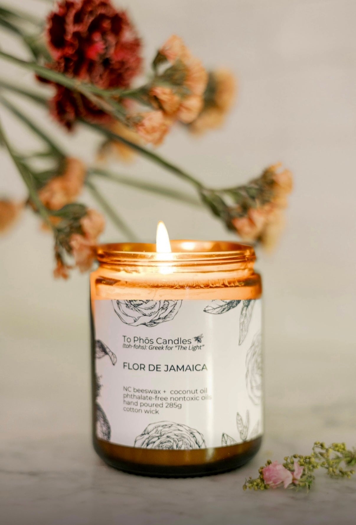 Flor De Jamaica Beeswax Candle